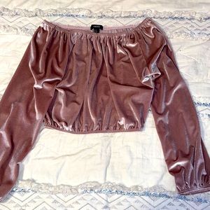 Forever 21, long sleeve off the shoulder crop top
